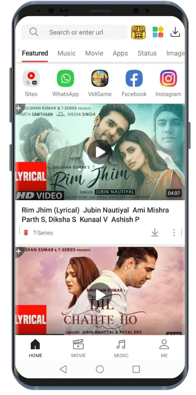 VidMate Mobile App Interface